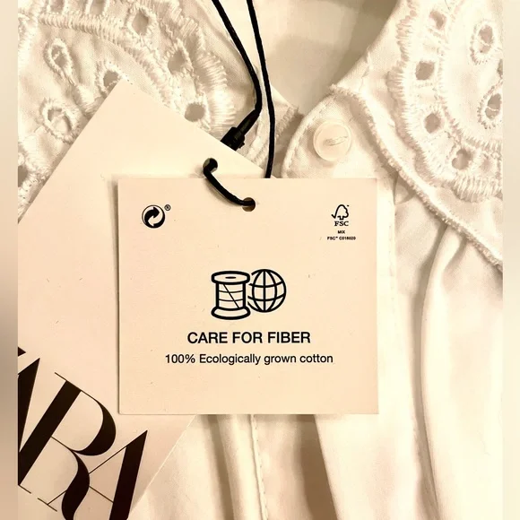 ZARA 100% Eco Cotton - Victorian Ruffle Collar White Blouse - Picture 6 of 8
